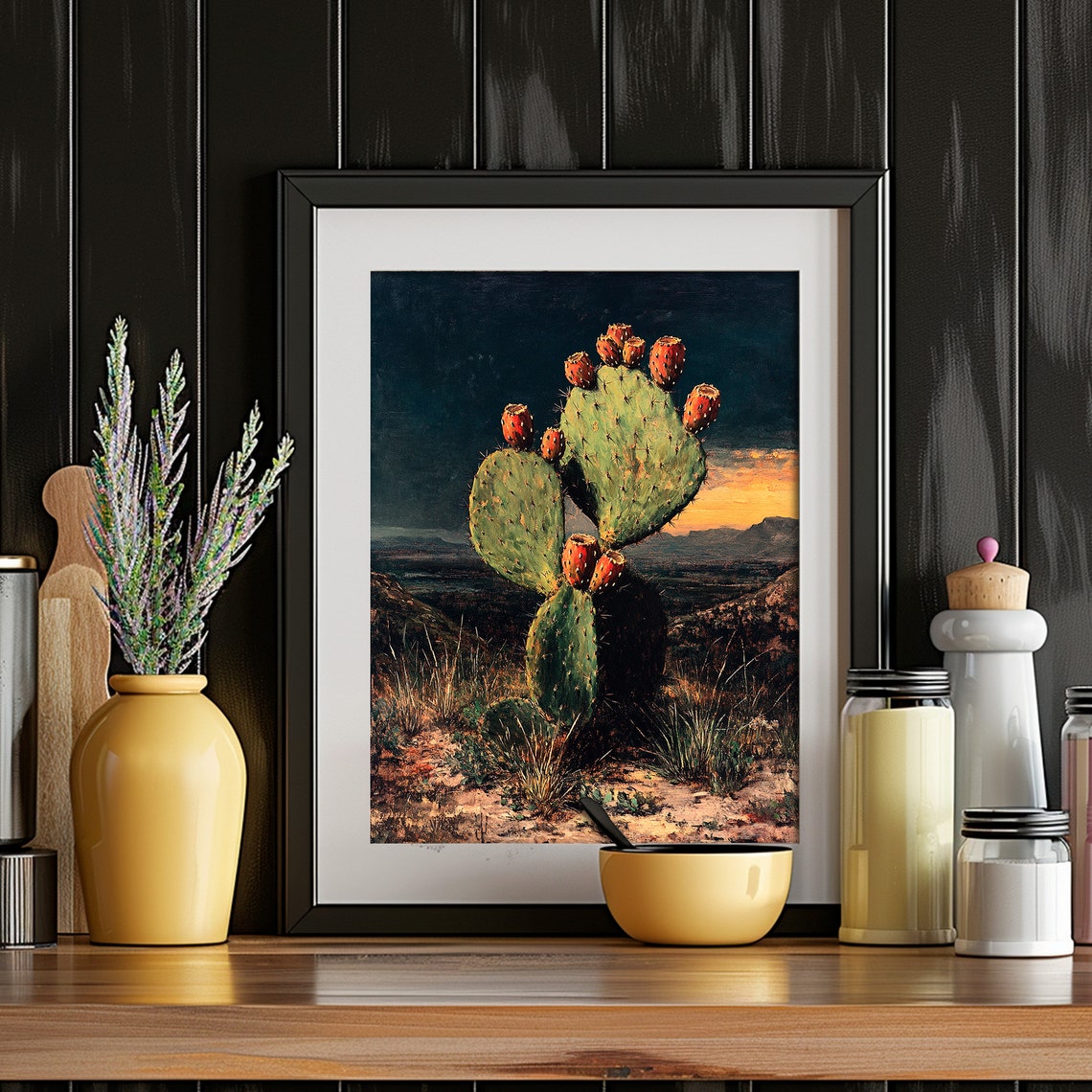 Prickly Pear Cactus Desert Sunset Botanical Wild West Poster - Image 6