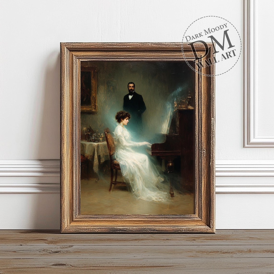 Victorian Woman At Piano Ghostly Spirit Couple Gothic Art Poster