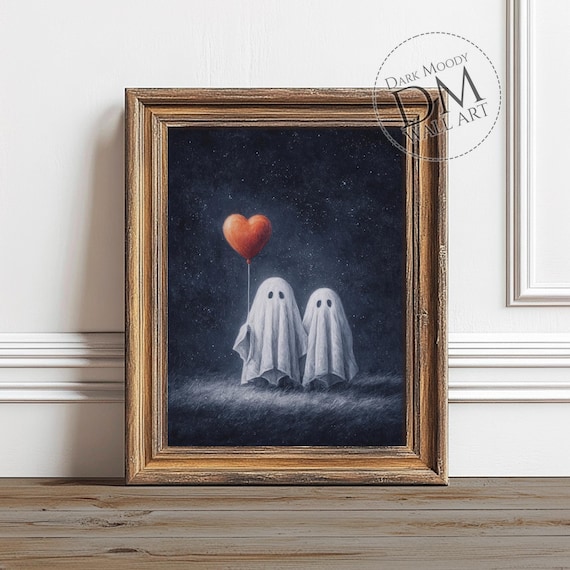 Couple Wall Art Gothic Love Heart Balloon Print