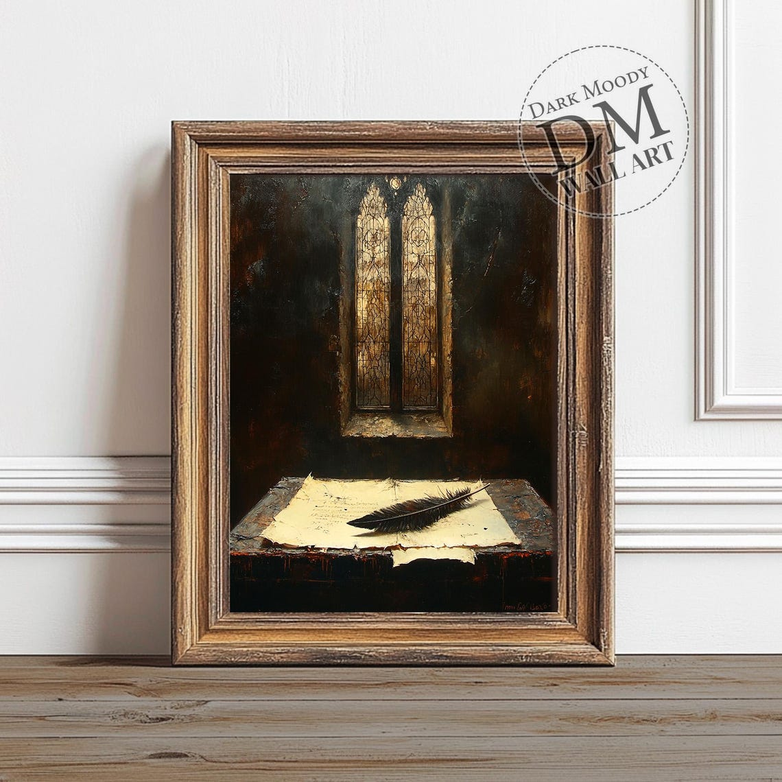 Gothic Writing Desk Wall Art Dark Academia Quill Scroll Print