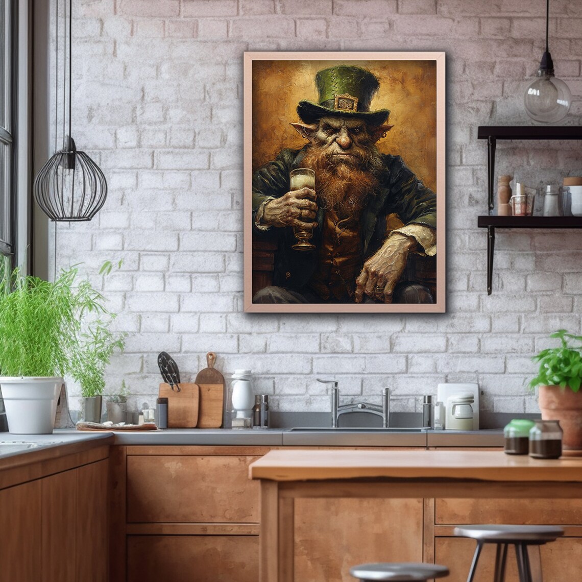 Stern Leprechaun Holding Beer Moody Dark Irish Portrait St Patricks Day Poster - Image 3