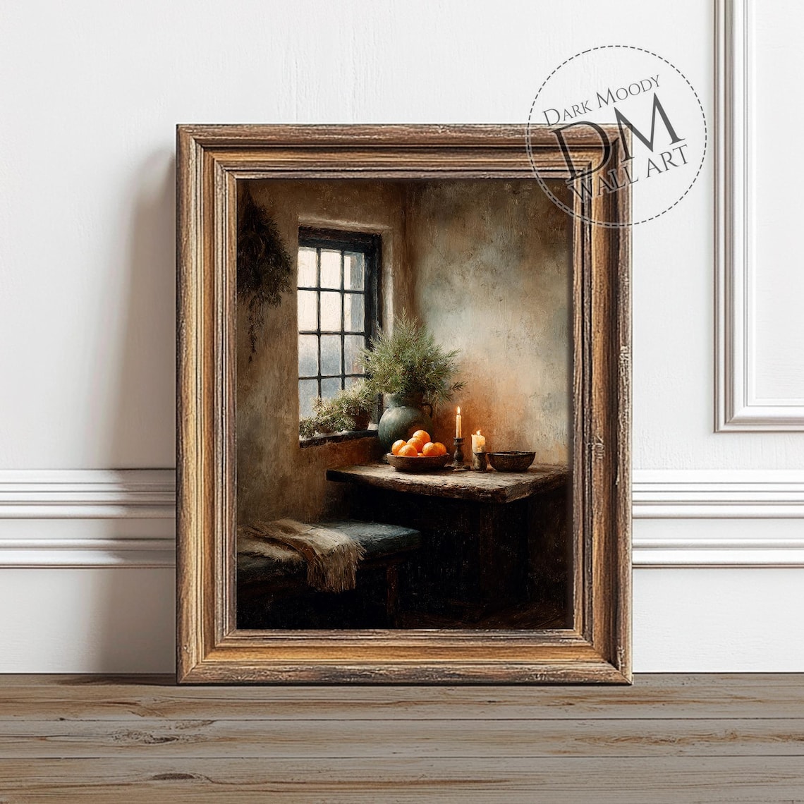 Rustic Christmas Oranges Candle Holiday Still Life Art Print