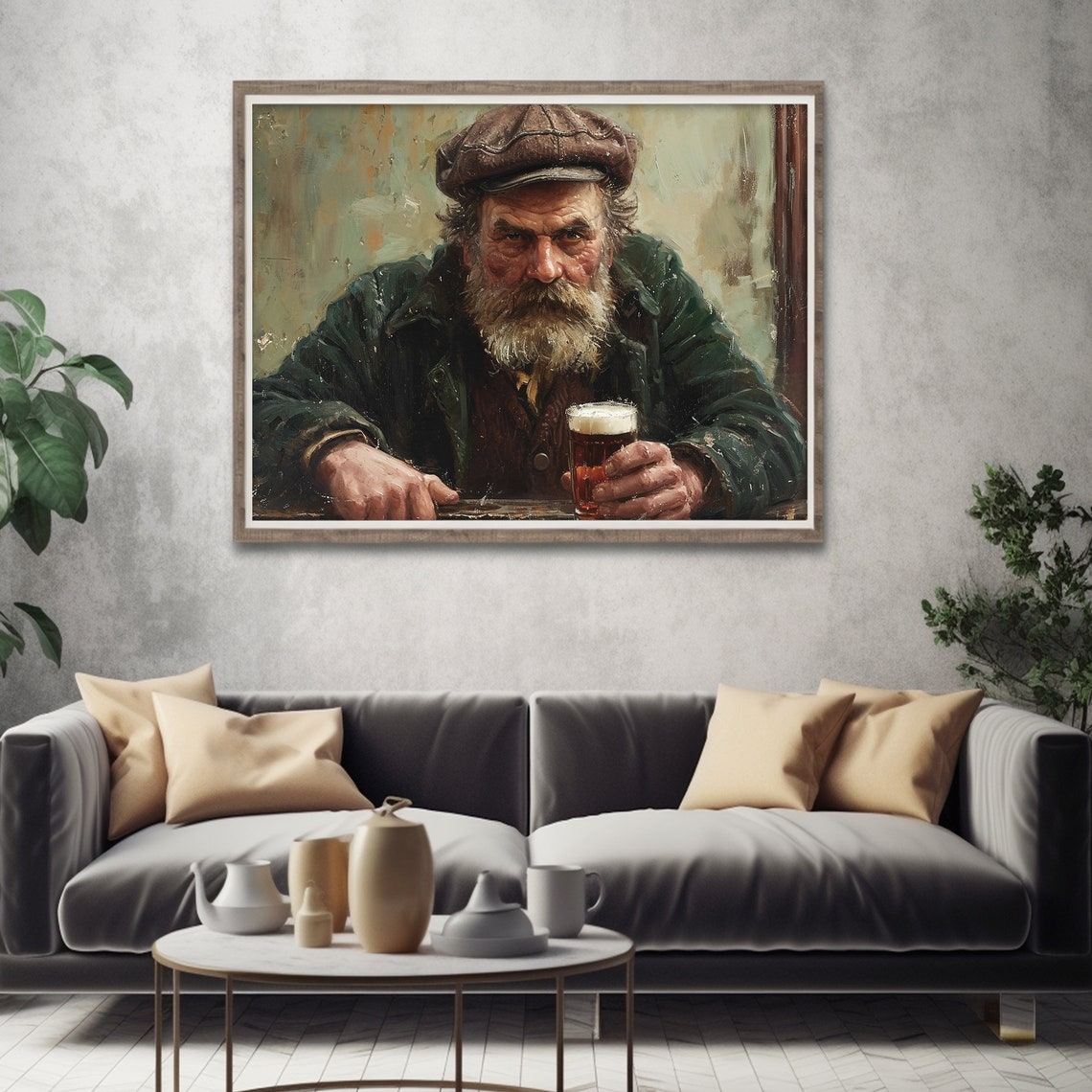 Moody St Patricks Day Prints Dark Old Man In Irish Pub Art Rustic Clover Wall Art Irish Wall Decor Shamrock Print Decor - Image 5