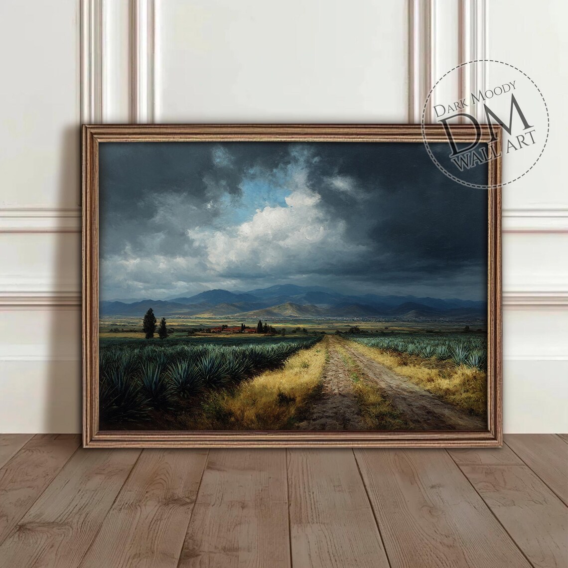 Mexican Landscape, Agave Fields Moody Mountain Art Print