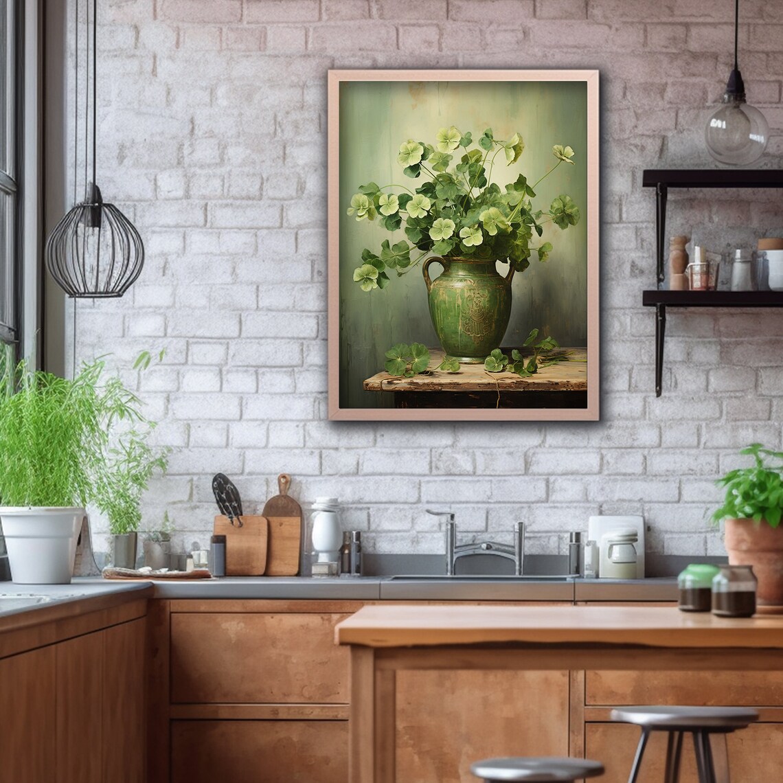 Rustic Clover St Patricks Day Art Print - Image 2