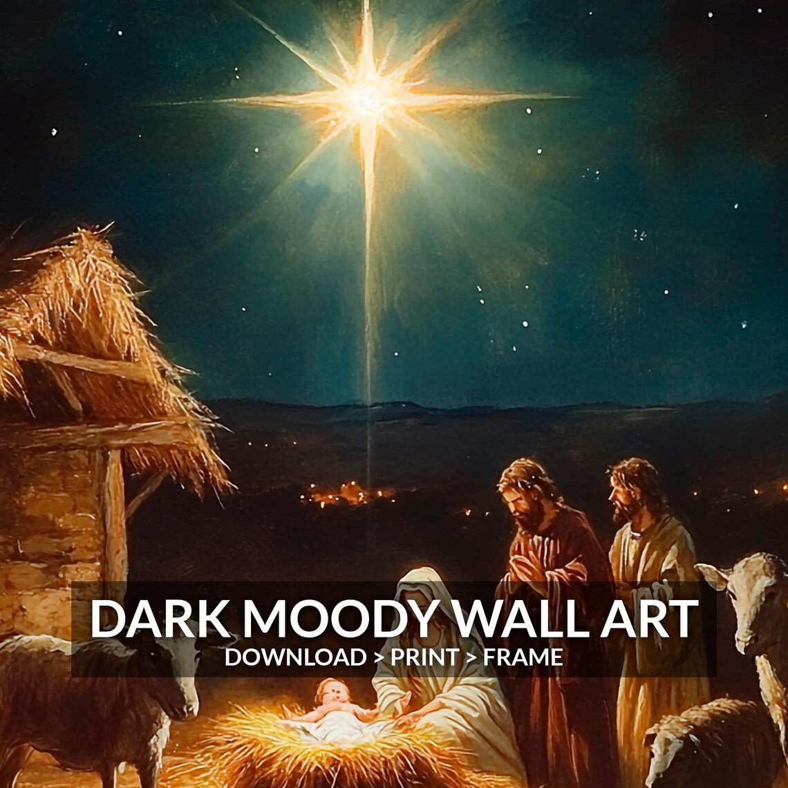 Nativity Scene Vintage Christian Art Print - Image 6
