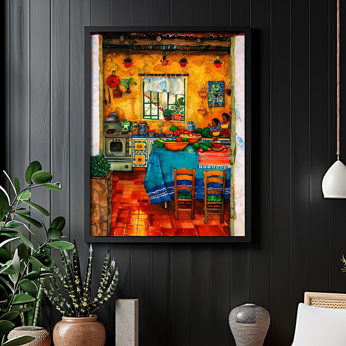 Traditional Mexican Kitchen Vibrant Folk Art Painting Colorful Poster - Image 5