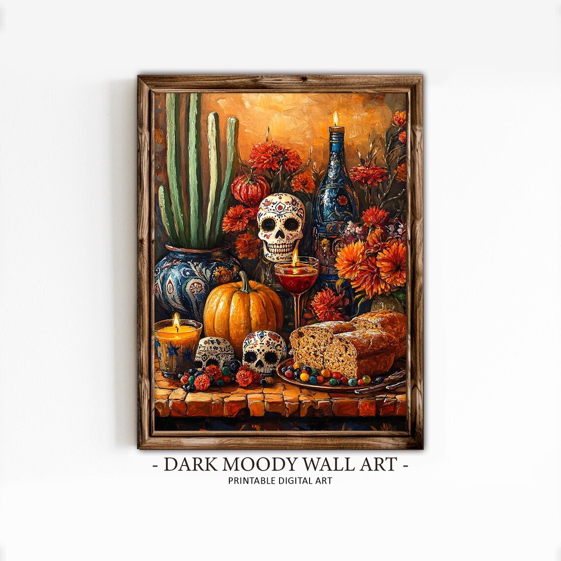 Mexican Sugar Skull Print, Dia De Los Muertos Folk Art - Image 2