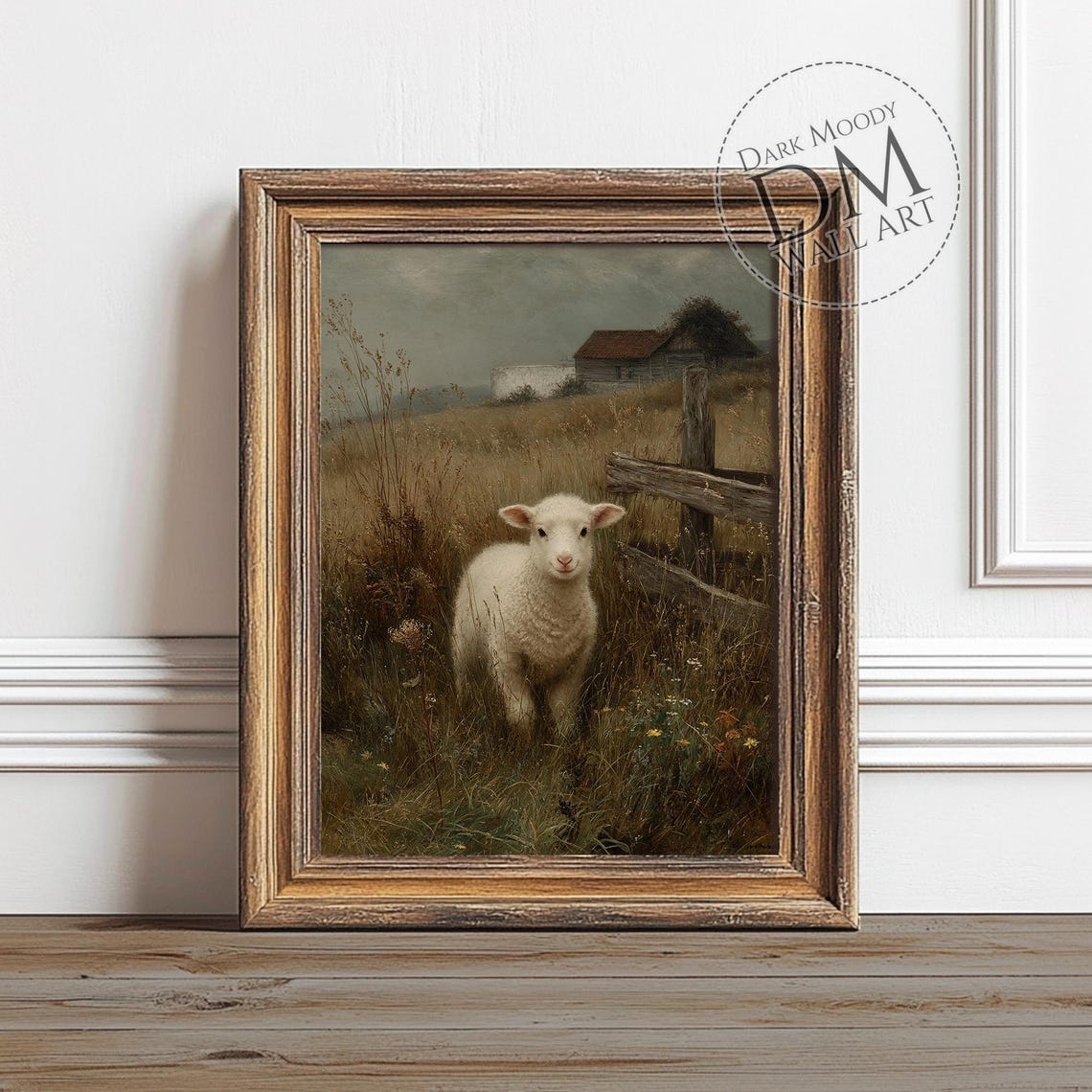 Lamb Wall Art Print, Rustic Farm Animal