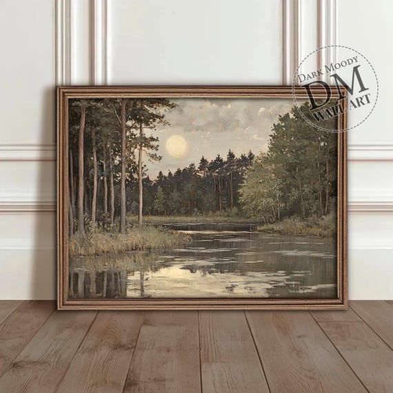 Nordic Moonlit Forest - Scandinavian Lake Landscape