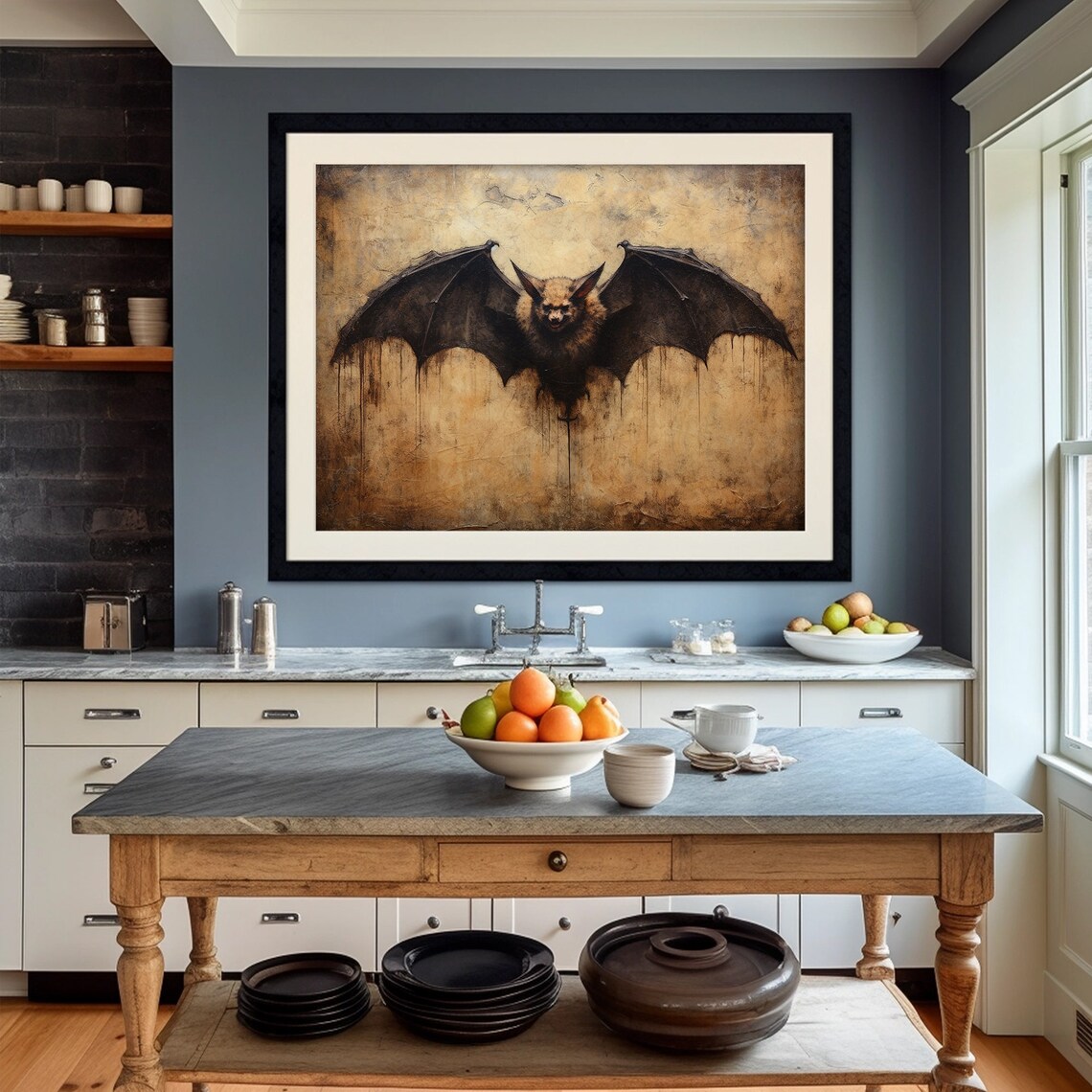 Vintage Bat Painting, Gothic Halloween Art Print - Image 2