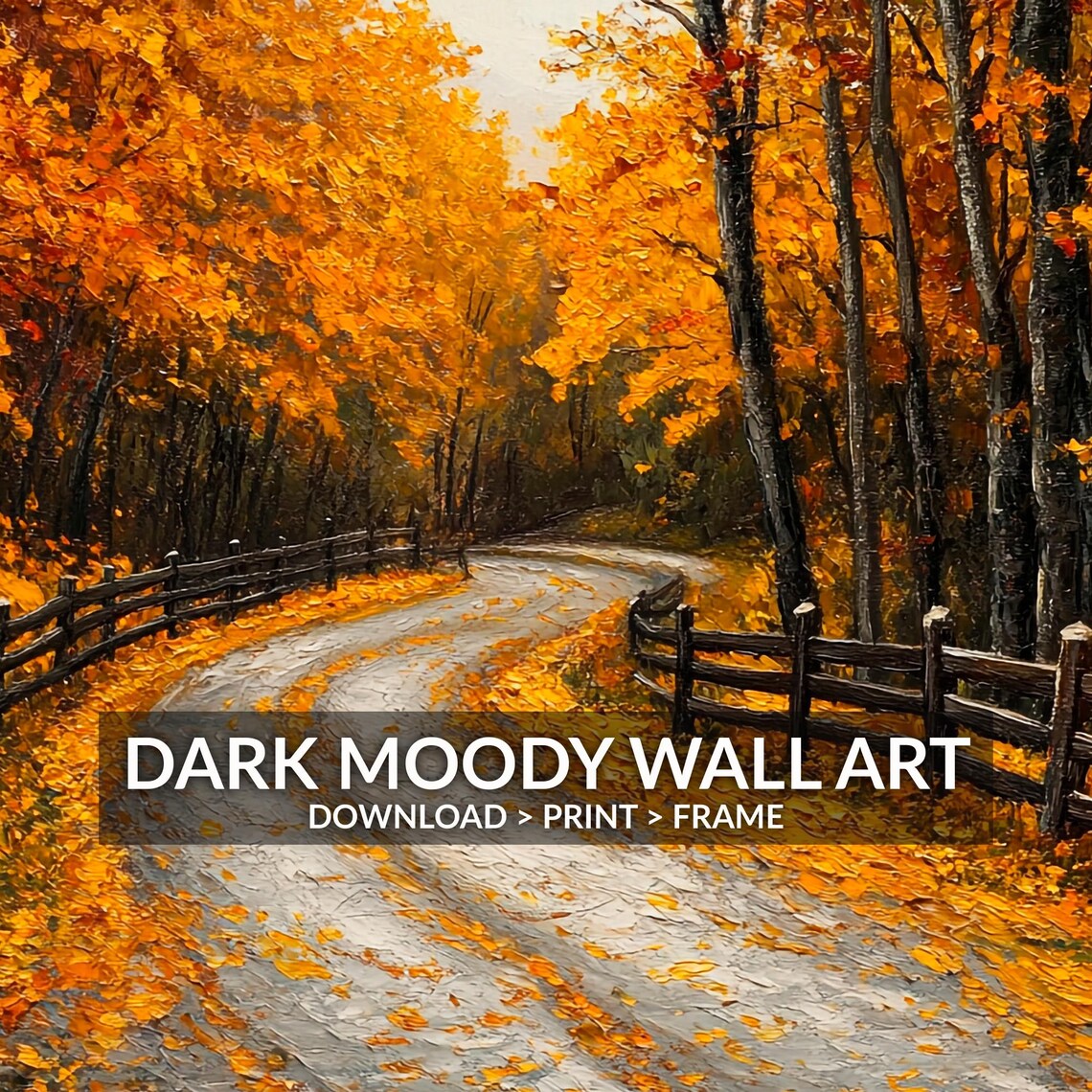 Winding Country Road Through Golden Autumn Forest Rustic Fall Landscape Poster - Image 6