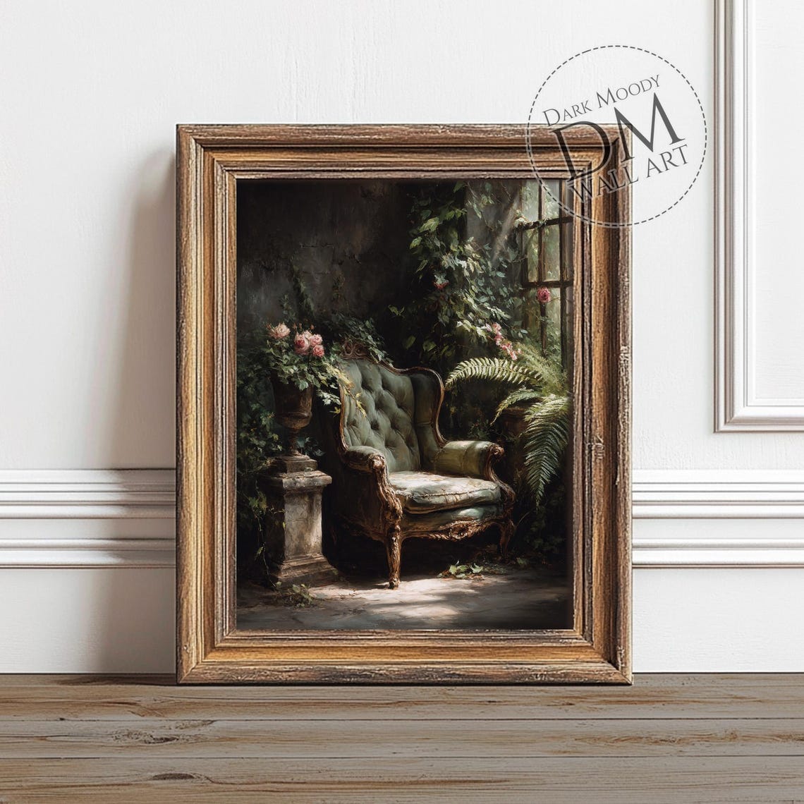 Victorian Chair Roses Wall Art Gothic Dark Moody Interior Print