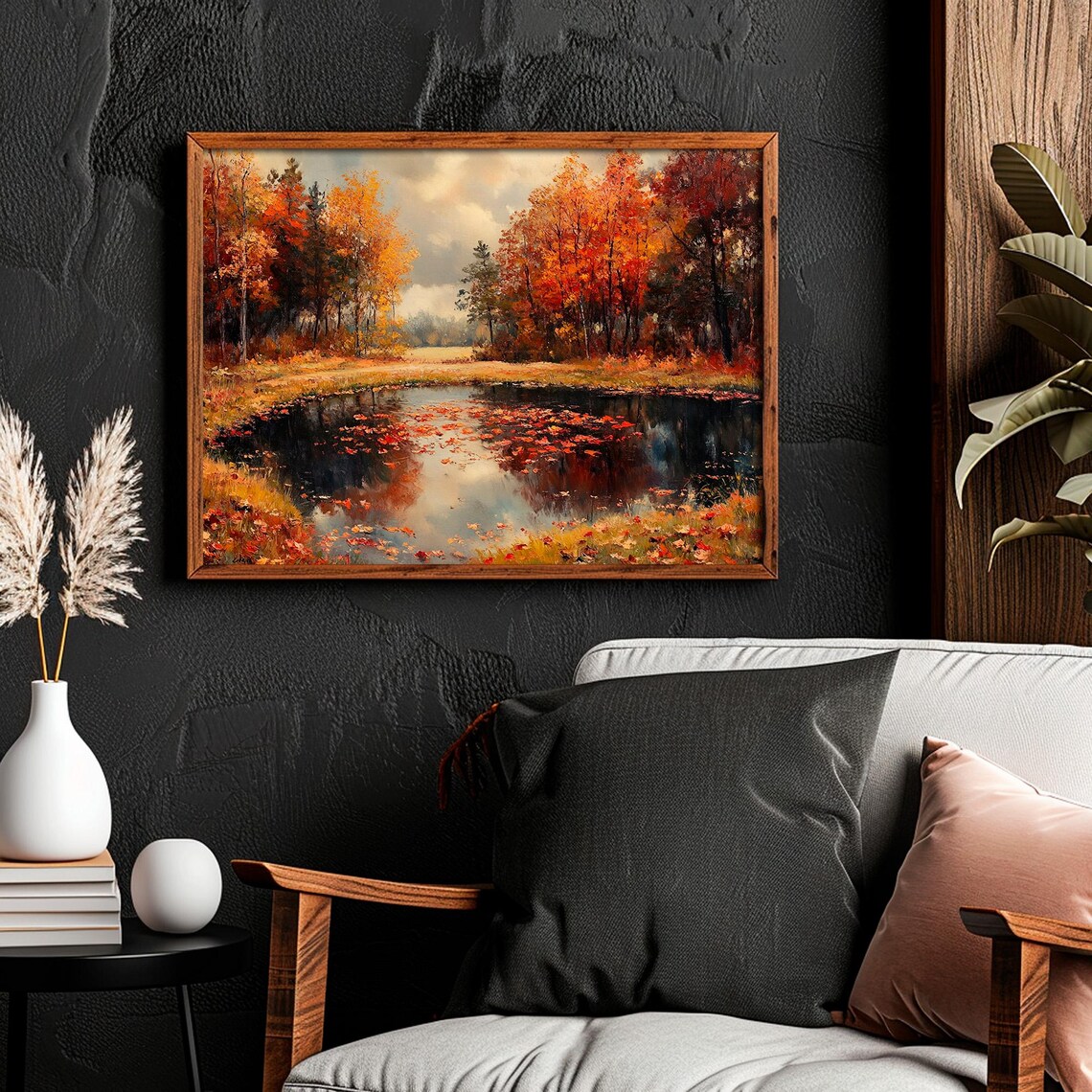 Dark Moody Fall Forest Art Print, Vintage Autumn - Image 5