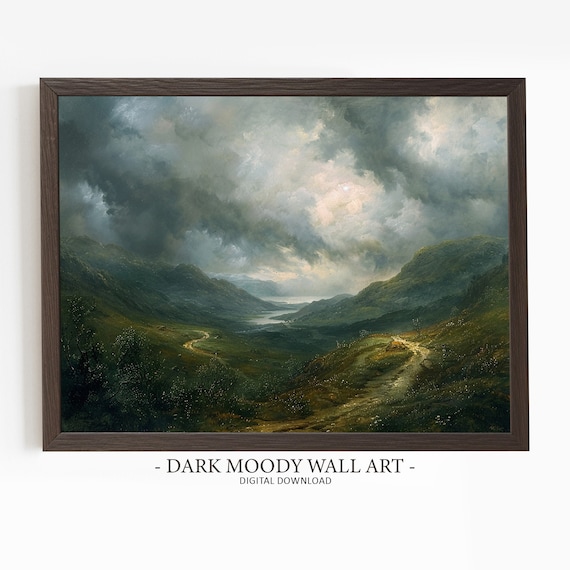 Moody Irish Landscape Art Print, Rustic