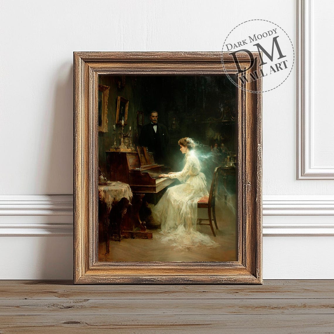 Haunted Victorian Piano Ghost Apparition Dark Moody Poster Art