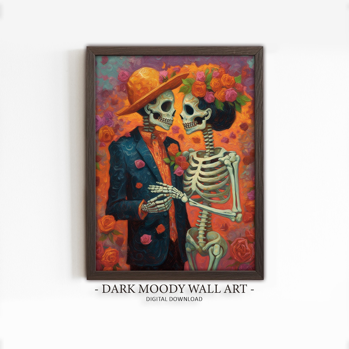 Dia De Los Muertos Couple Mexican Folk Art Poster