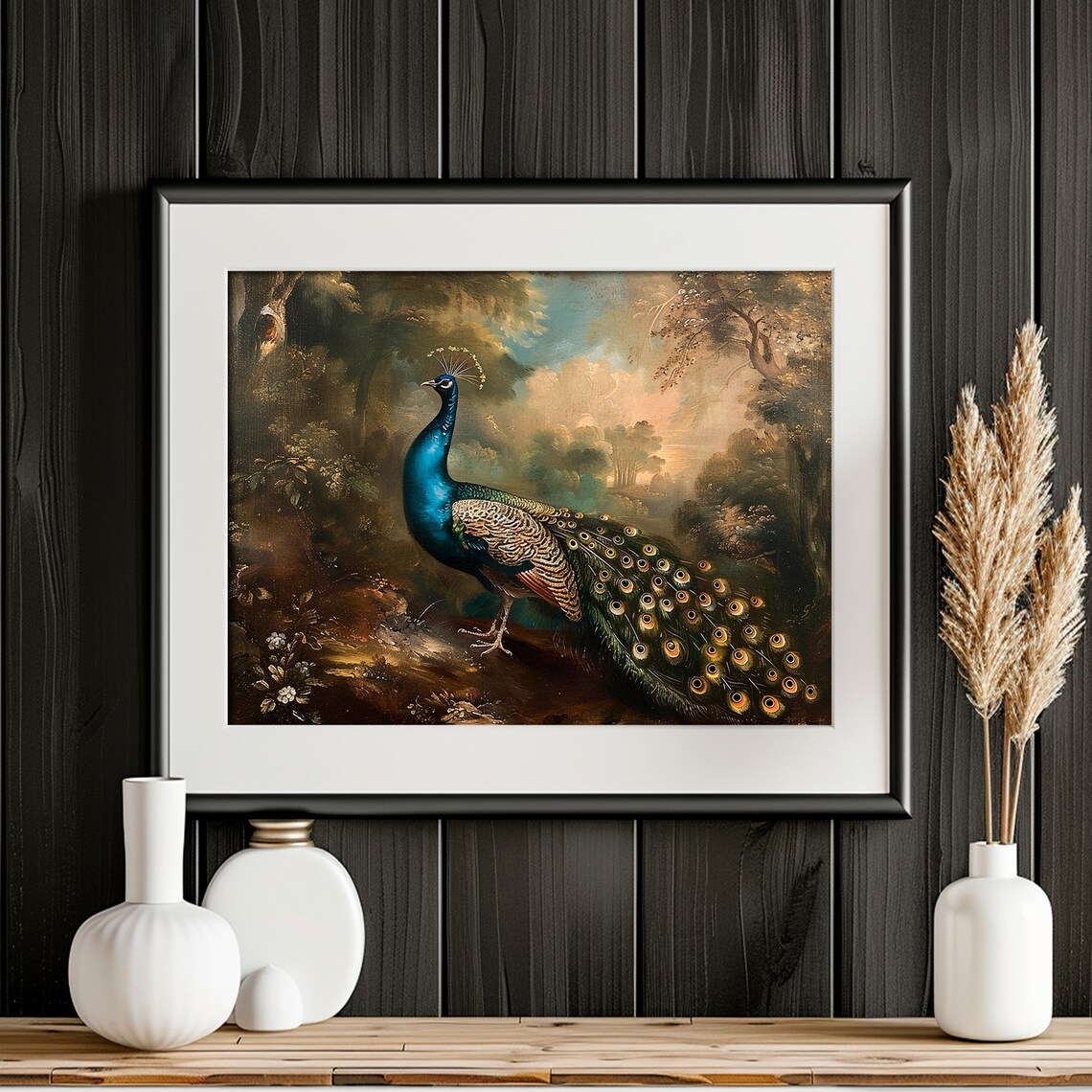 Antique Peacock Print, Moody Rustic Farmhouse Decor - Image 4