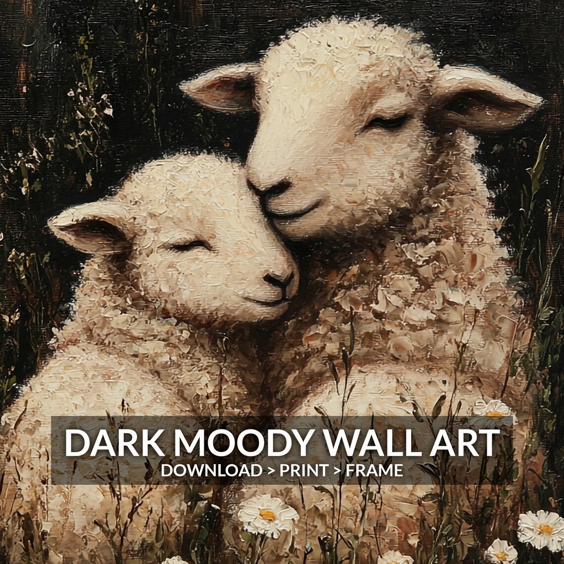 Sheep Painting Dark Moody Cottagecore Farmhouse Art Print - Image 5