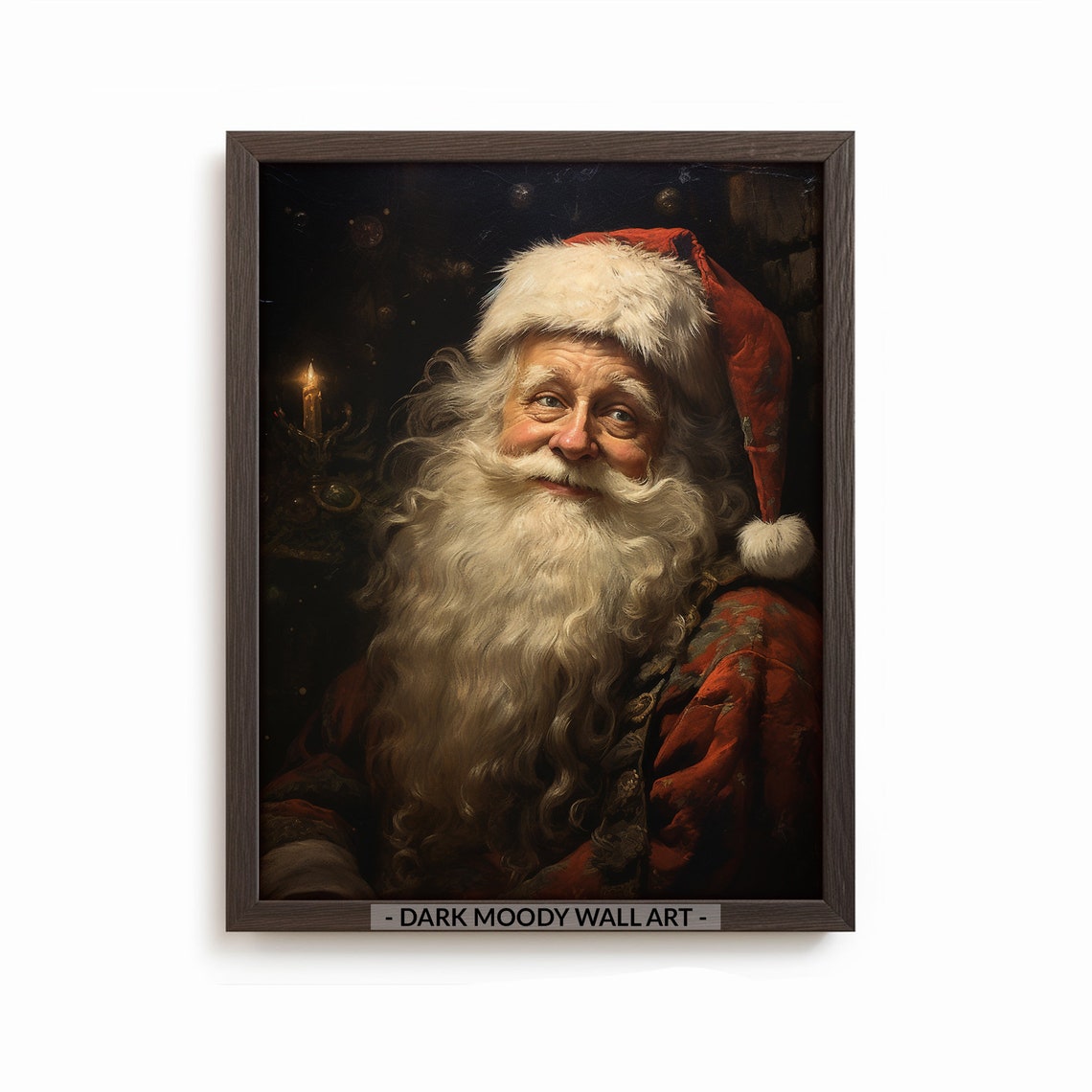 Vintage Santa Claus Portrait Painting Old Fashioned Christmas Poster