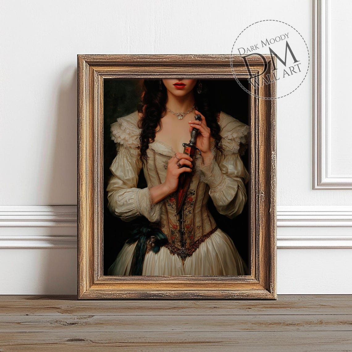 Victorian Woman With Dagger Wall Art Gothic Dark Moody Portrait Print