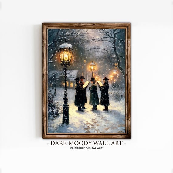 Christmas Carolers Vintage Christmas Print Christmas Decor Holiday Decor Victorian Winter Print Christmas Wall Art Moody Print