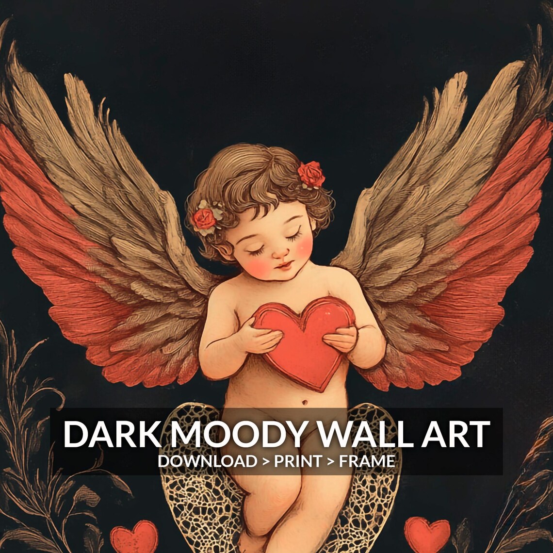 Cupid With Heart Romantic Wall Art Print - Image 6