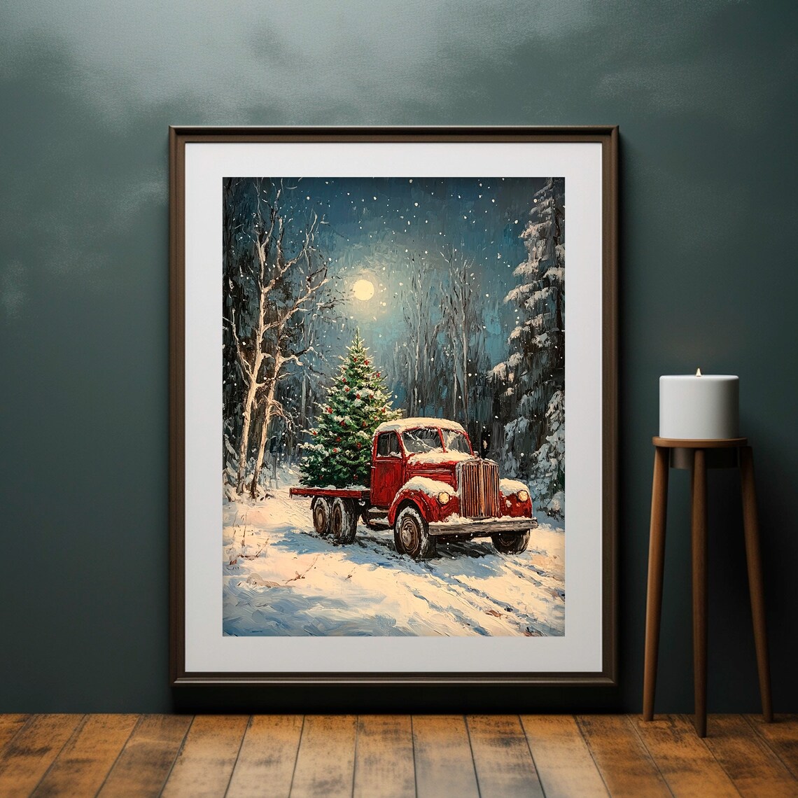 Christmas Truck Art Print, Vintage Farmhouse Decor - Image 2