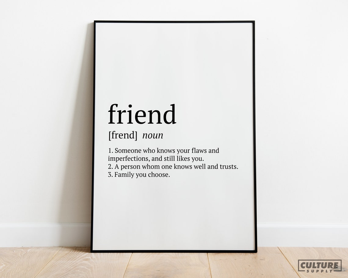 Friend Definition Chosen Family Minimalist Dictionary Poster