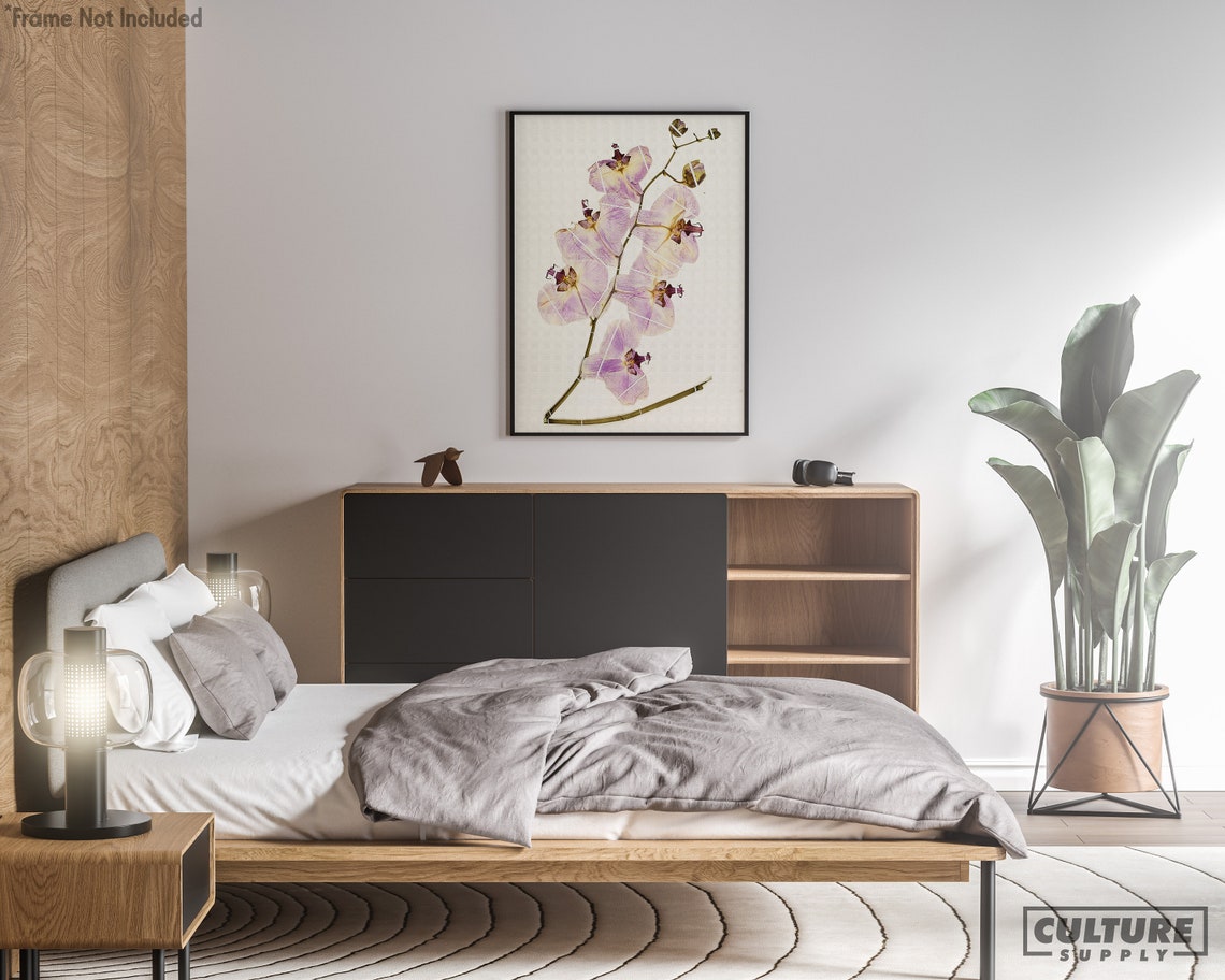 Pressed Lavender Orchid Vintage Botanical Illustration Wall Art - Image 3