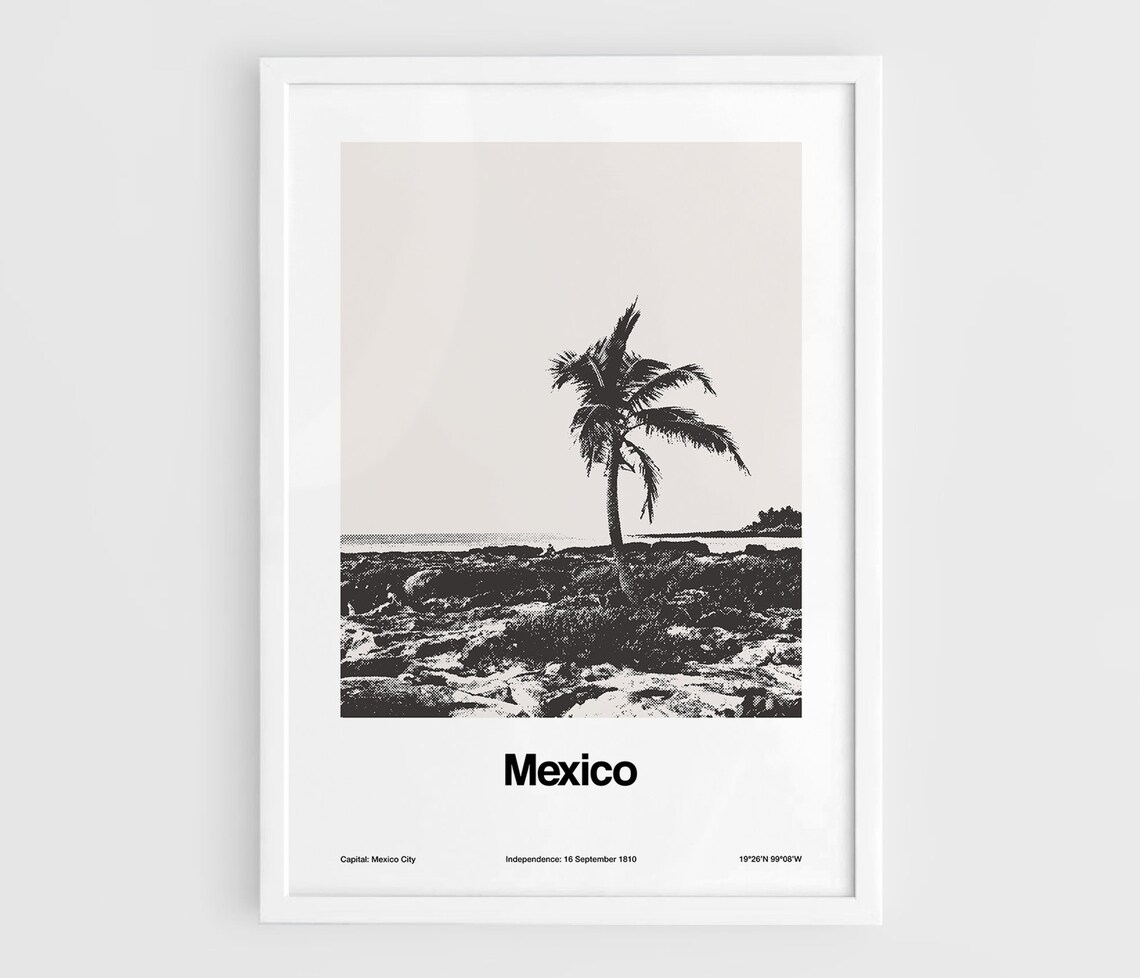 Mexico Travel Poster, Minimalist Gulf of Mexico