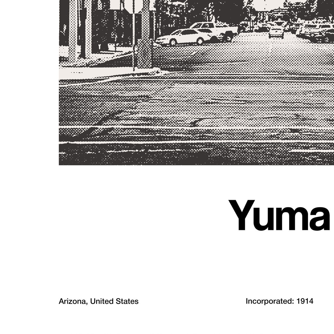 Downtown Yuma Arizona, Minimalist City Art Print - Image 3
