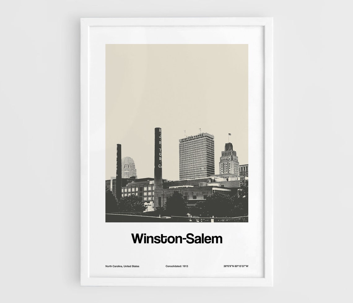 Winston Salem NC Skyline, Minimalist Art Print