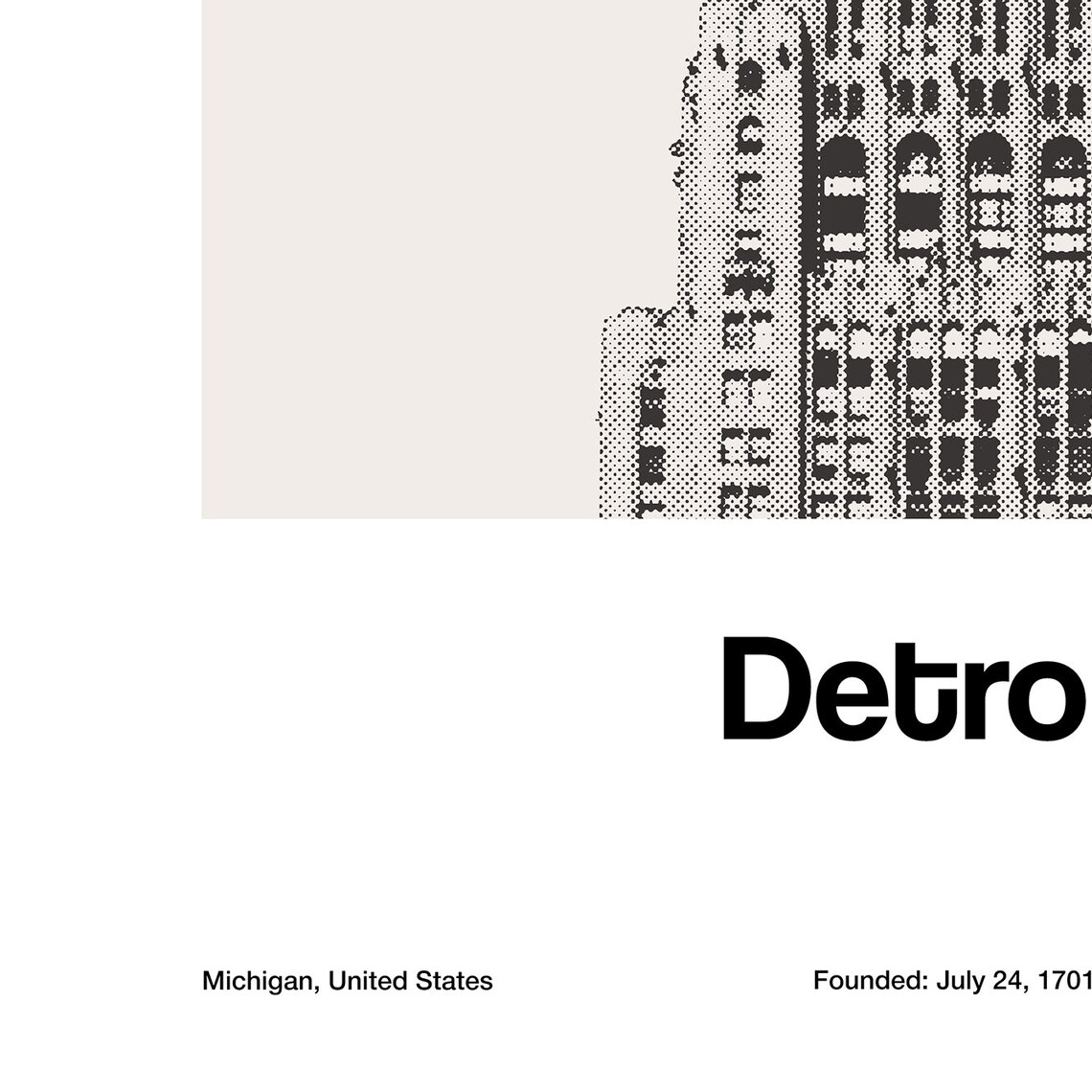 Detroit MI Fisher Building Minimalist Travel Poster - Image 3