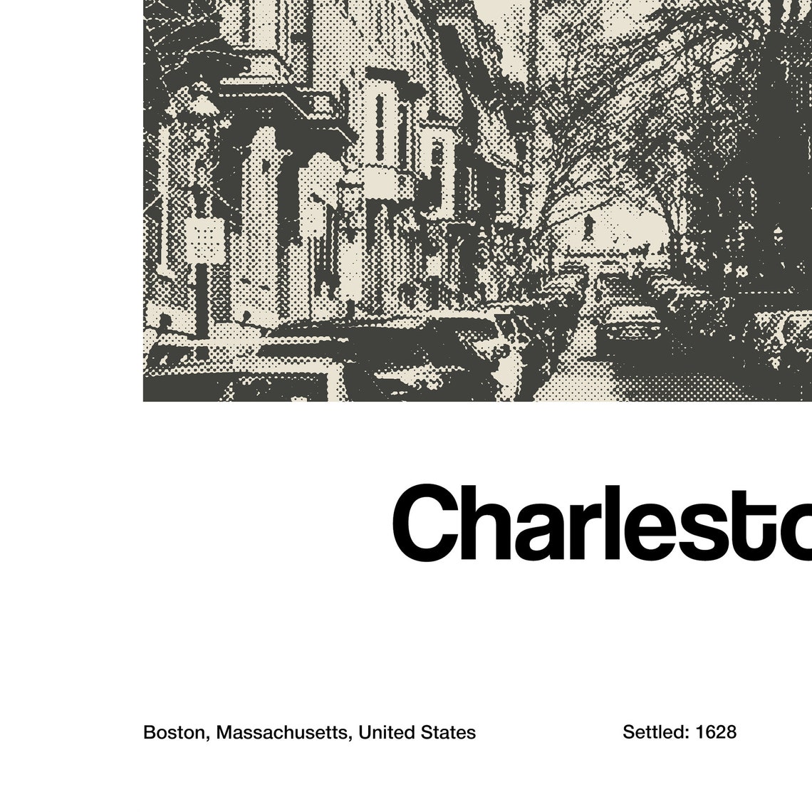 Charlestown Boston Minimalist Art Print, Bunker Hill - Image 2