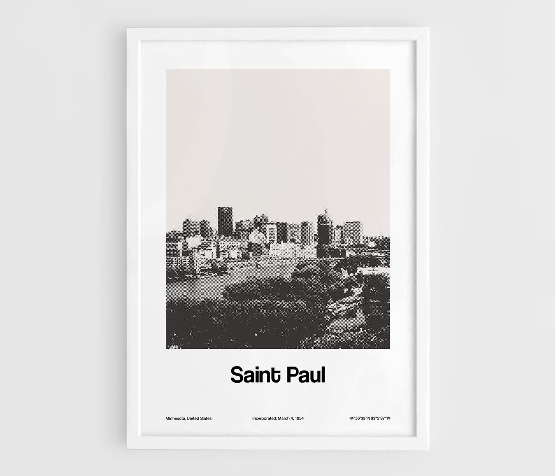 Saint Paul Minnesota Skyline, Minimalist Wall Art Print