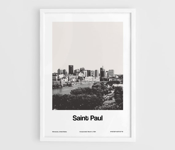 Saint Paul Minnesota Skyline, Minimalist Wall Art Print