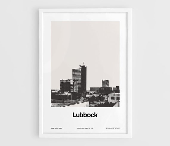 Lubbock Texas Downtown Cityscape Poster Print