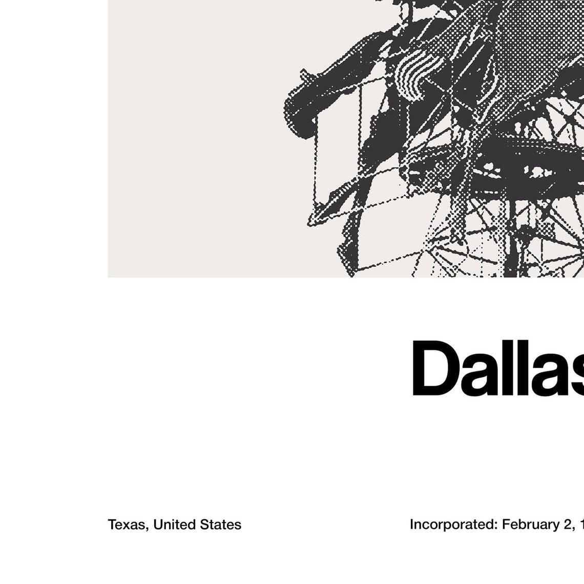 Dallas Pegasus Minimalist Skyline Art Print, Texas - Image 2