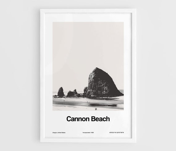 Cannon Beach Oregon Poster, Minimalist Travel Poster