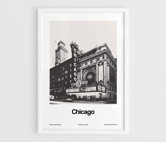 Chicago Skyline Minimalist Travel Poster, Custom City