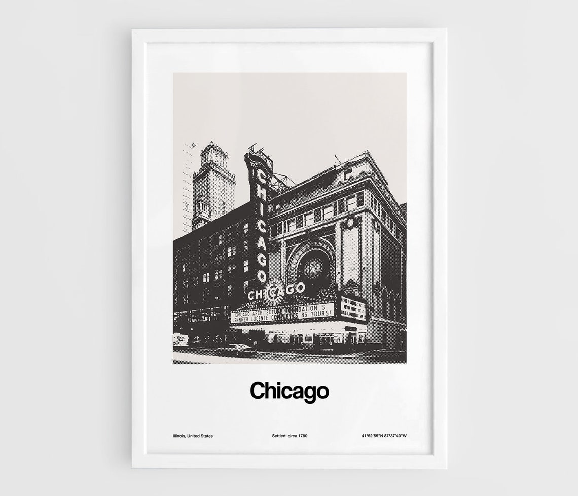 Chicago Skyline Minimalist Travel Poster, Custom City