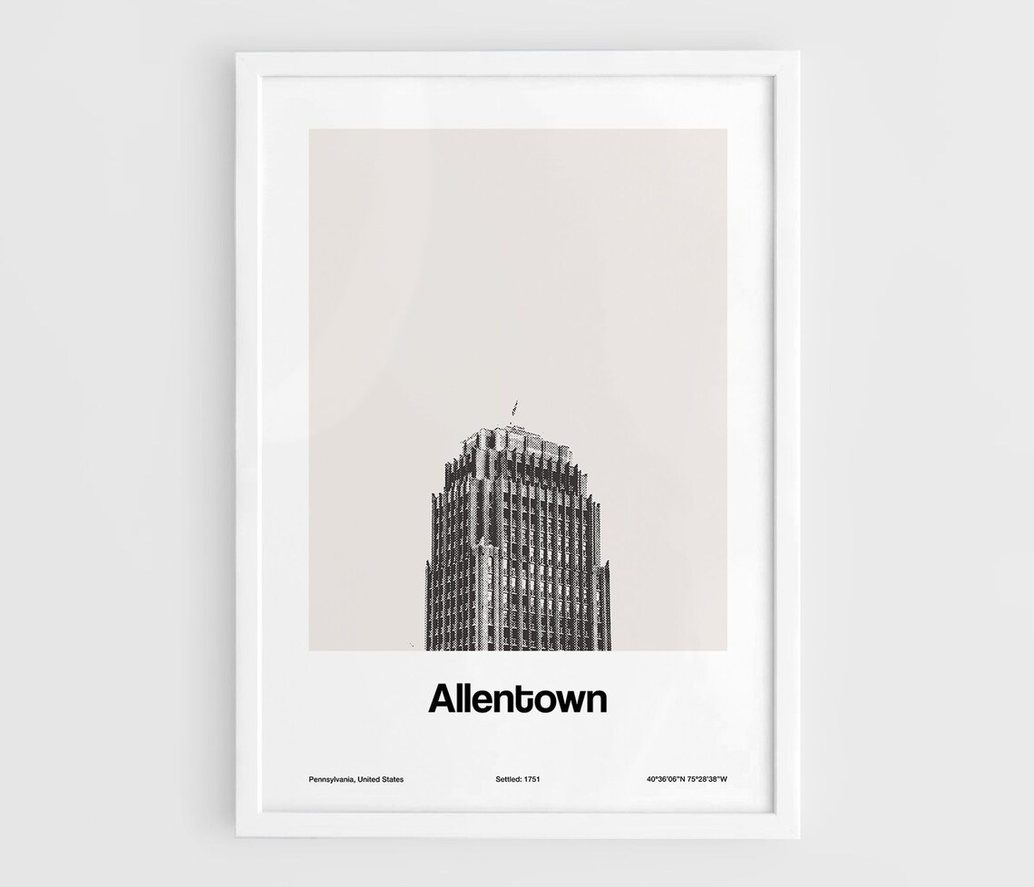 Allentown Pennsylvania Skyline, Minimalist Art Print