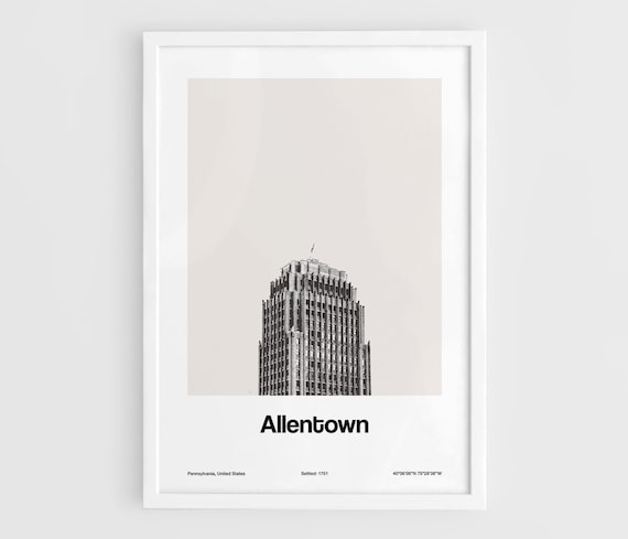 Allentown Pennsylvania Skyline, Minimalist Art Print
