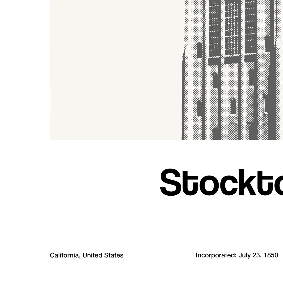 Stockton CA Burns Tower Minimalist City Art Print - Image 2
