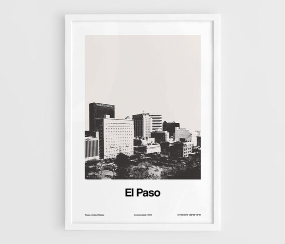El Paso Custom Skyline Minimalist Wall Art Print