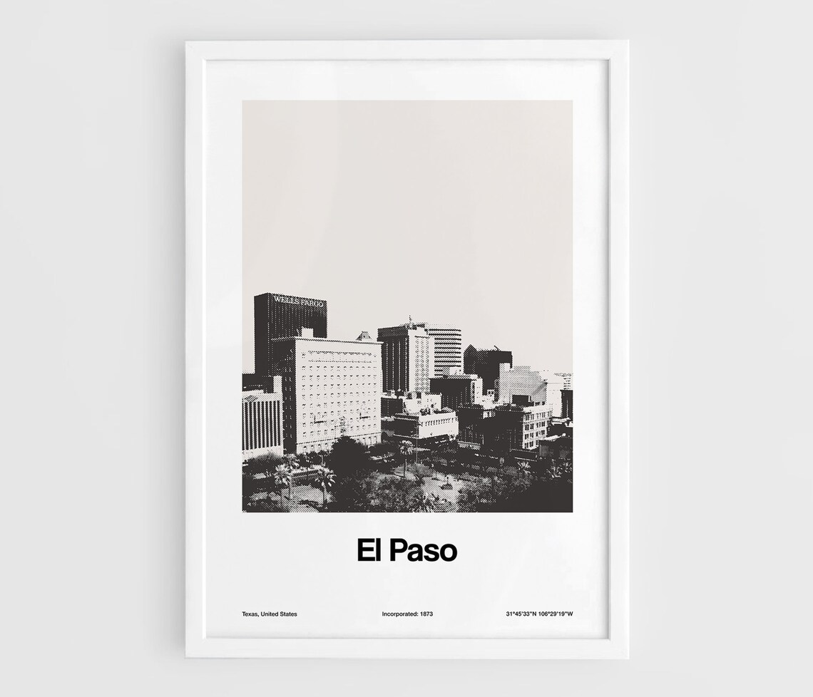 El Paso Custom Skyline Minimalist Wall Art Print
