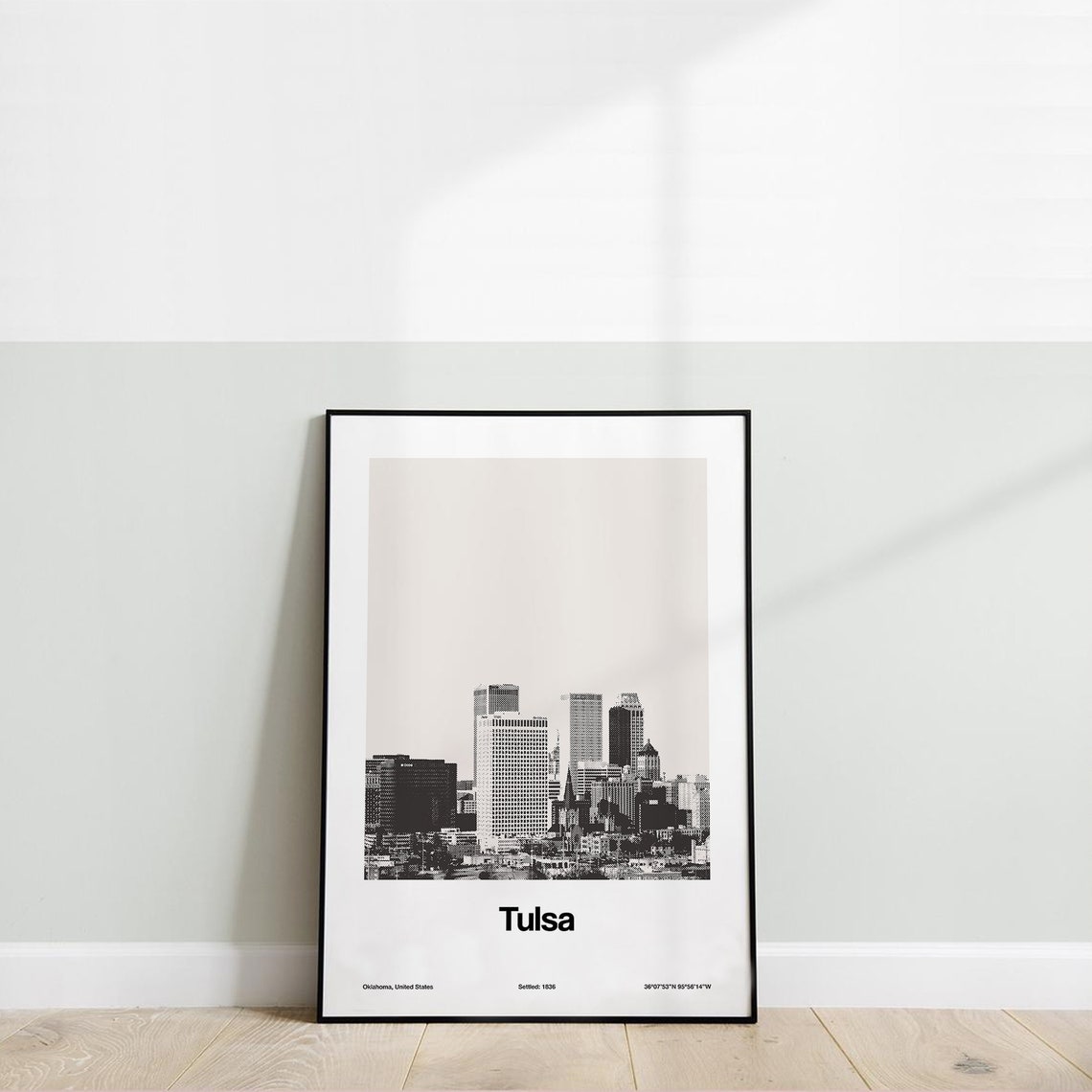 Custom Tulsa Skyline, Black White Minimalist Art Print - Image 3