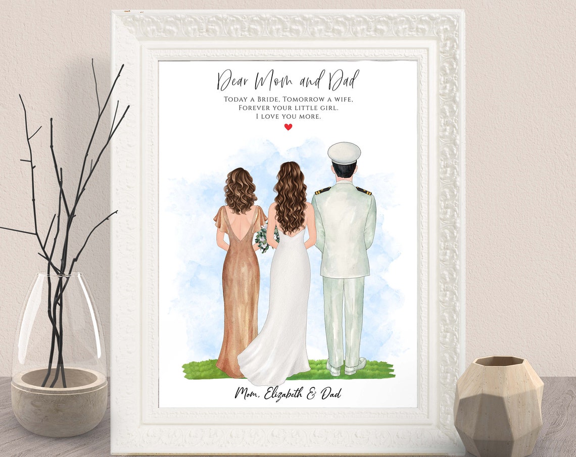 Personalized Mother Father of the Bride Navy Wedding Gift Art Print