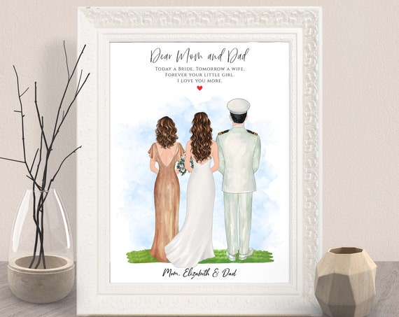 Personalized Mother Father of the Bride Navy Wedding Gift Art Print